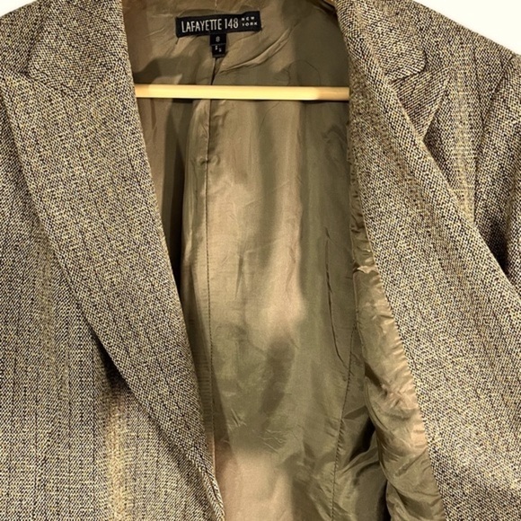 Lafayette 148 New York Wool Angora Blend Tweed Blazer, Brown Tweed, Size 8 - Picture 6 of 12